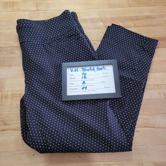 Van Heusen Polkadot Stretch Capri Pant Black White Women's Plus 16 Peddle Pusher - Picture 7 of 10